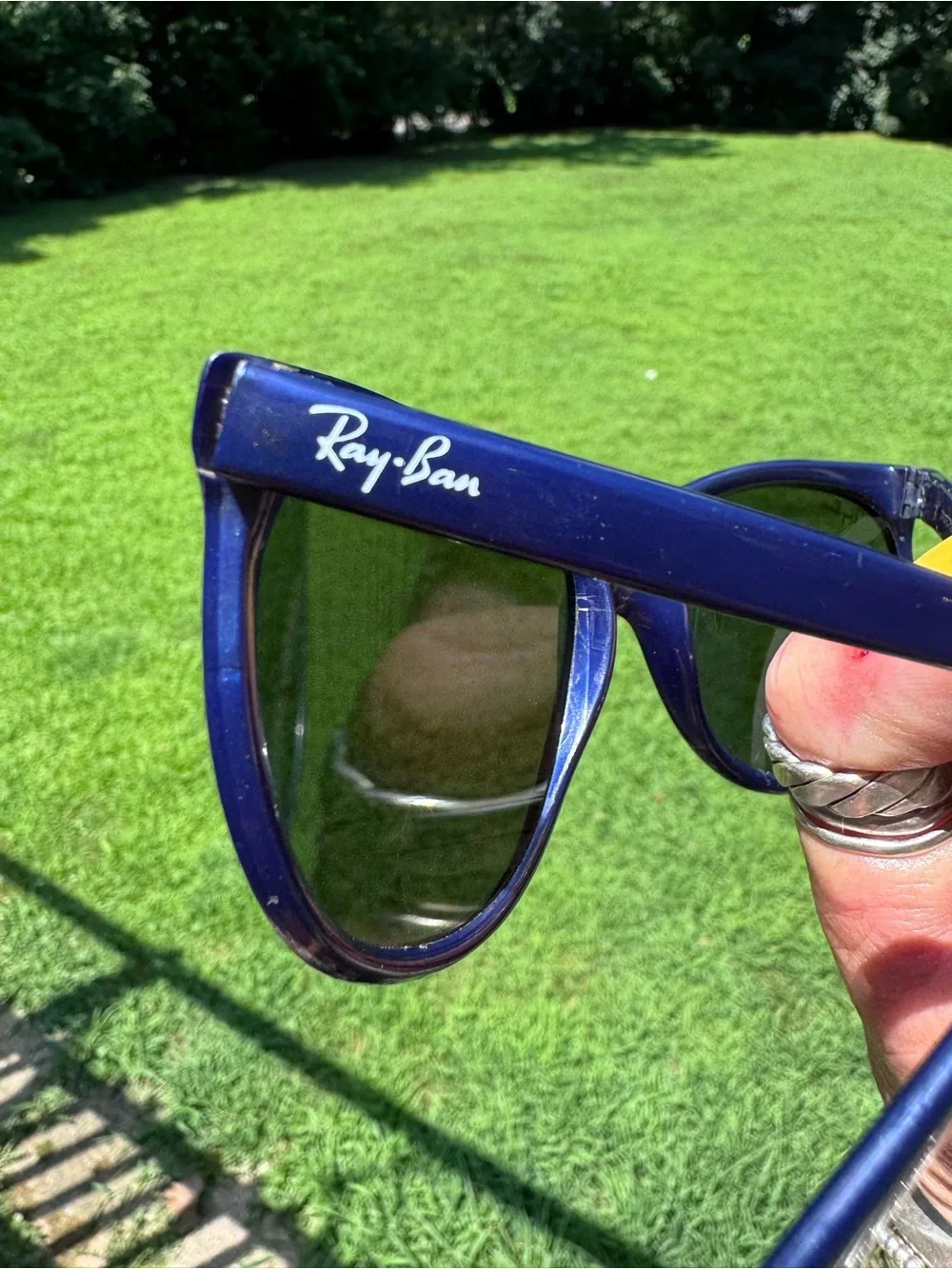 Vintage Ray-Ban Women's Navy Blue Cat-Eye Sunglasses
